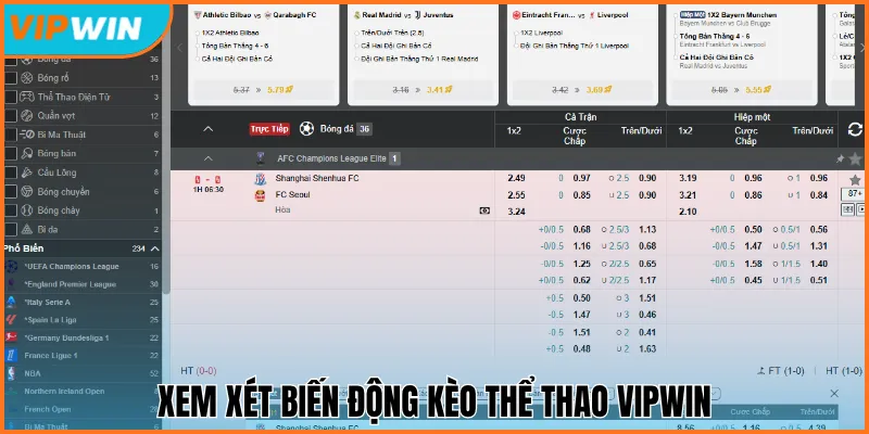 Xem xét biến động kèo thể thao Vipwin